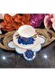 Fleur De Pierre (Stone Flower) Saks Blue Coffee Side Cocktail Napkin with Stain-Resistant Fabric Feature