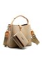 Embossed Vegan Women's Shoulder Bag and Wallet Set - Lock Detailed - 2
