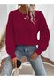 Selanik Knitted Sleeve Motif Crew Neck Claret Red Knitwear Sweater