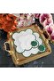 Fleur De Pierre (Stone Flower) Emerald Green Coffee Side Cocktail Napkin Stain-Resistant Fabric 2 Pieces - 6