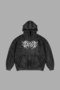 Washed Black Dusk Printed Oversize Unisex Hoodie