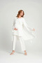 Women's Ecru Design Flounce Sleeve Summer 100% Cotton Maternity Maternity Dressing Gown Pajama Set - 2