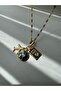 Gold 3 Charm Passport Steel Necklace - 3