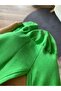 Linen Blended V-Neck Double Sleeve Flounce Women's Dress - 3