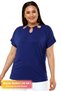 Plus Size Comfort Model Stylish Collar Detailed Tights Over Cotton Short Sleeve Luxury Evening Dress Tunic T-shirt