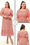 Plus Size Floral Patterned Dress with Elastic Collar & Waist, Curve 4 Season Comfort Model, Balloon Sleeves - 2