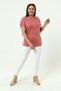 Plus Size Comfort Model Stylish Collar Detailed Tights Over Cotton Short Sleeve Luxury Evening Dress Tunic T-shirt - 7