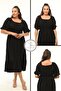 Plus Size Comfortable Model with Elastic Collar, Sleeves and Waist, 4-Season Non-Sweating Spacious Balloon Sleeve Dress - 2