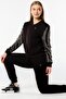 Large Size Two Thread Cotton Zippered Women's Tracksuit Set with Crystal Stones on the Sleeves