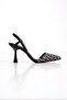 Black Beige Stripe Patterned Heeled Stiletto - 6