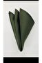 Khaki Green / Woven Fabric Slim Tie with Handkerchief - 3