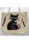 Women's Cotton Beach Bag with Cat Design - 2