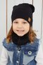 Baby Girl Child Black String Hat Beanie Neck Collar Set Comfortable 100% Cotton Camisole Domestic Production - 6
