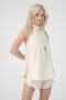 Women's Cream Halter Linen Blouse - 2