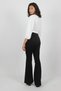 Women's Black High Waist Steel Knitted Flare Leg Trousers - 6