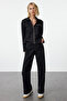 Black Ribbed High Waist Wide Leg Jeans Twoaw25Je00182 - 3