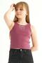 Crew Neck Zero Sleeve Rhinestone Crew Neck Zero Sleeve Crop Murdum Color Girl's T-shirt