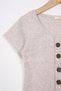 Crew Neck Short Sleeve Corded Beige Melange Color Girl's T-Shirt - 2