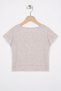 Crew Neck Short Sleeve Corded Beige Melange Color Girl's T-Shirt - 3