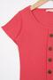 Crew Neck Short Sleeve Ribbed Salmon Color Girl's T-shirt - 2