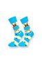 Pack of 2 Yellow Blue Dog Patterned Unisex Flexible Moisture Absorbent Cotton Socks - 5