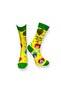 Pack of 2 Yellow Blue Dog Patterned Unisex Flexible Moisture Absorbent Cotton Socks - 2