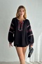Women's black tassel detailed cotton embroidered blouse - 3
