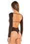 Women's Brown Boat Neck Low Back Jersey Bodysuit - 4