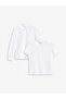 Lcw Kids Buxe White Polo Neck Basic Girls' T-Shirt 2-Piece