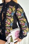 Women's Black Button and Lace Detailed Fully Embroidered Shirt - 2