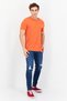 Men Crew Neck Short Sleeves Plain T-Shirt, Orange - 3