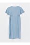 Medium Indigo Rodeo V-Neck Straight Short Sleeve Maternity Jean Dress - 2