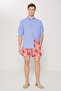 Men's Orange Standard Fit Regular Cut Pocketed Quick Drying Patterned Swim Shorts - 2