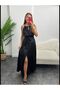 Slit Satin Dress with Tie Detail - 7