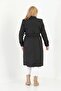 Women's Water Resistant Plus Size Trench Coat Belted Long Double Breasted Trench Coat Bonded Fabric Lining Black - 4