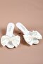 Satin Bow Detail Heeled Bridal Slippers - 7