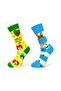 Pack of 2 Yellow Blue Dog Patterned Unisex Flexible Moisture Absorbent Cotton Socks