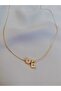 Women's Gold Mini Letter E Necklace, Initial Necklace - 2