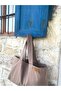 Chocolate Brown Cloth Bag Handbag and Shoulder Bag - Large Size - 4