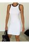 Women's Crew Neck Camisole Fabric Mini Black Dress Length 90 CM