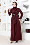 Burgundy Draped Stone Embroidered Evening Dress 5020SL890 - 3