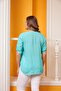Voile Viscose Large Size Turquoise Shirt with Sleeve Detail - 4