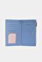 2804 Genuine Real Leather Snap Fastener Zippered Women's Wallet Flother Baby Blue - 4