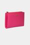 2804 Genuine Real Leather Snap Fastener Zippered Women's Wallet Flother Pink - 2