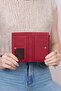 2804 Genuine Real Leather Zippered Women's Wallet Flother Burgundy - 8