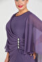 Plus Size Evening Dress with Pleat and Cape Detail - 4