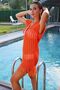 Front Back V-Neck Sleeveless Tassel Detailed Dress Orange S - 5