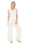 Women's 100% Linen V-Neck Vest Pants Set White - 5