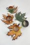 Tea and Coffee Cup Set with Decorative Sycamore Leaf Figure, Green and Coffee Colors for 4 People - 3