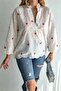 Women's White Floral Embroidered Eyelet Embroidery Cotton Blouse - 3